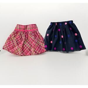 Lot of 2 Gymboree Cat& Jack Party Skirts Girls 6 Pink Plaid Blue Tutu Polka Dots